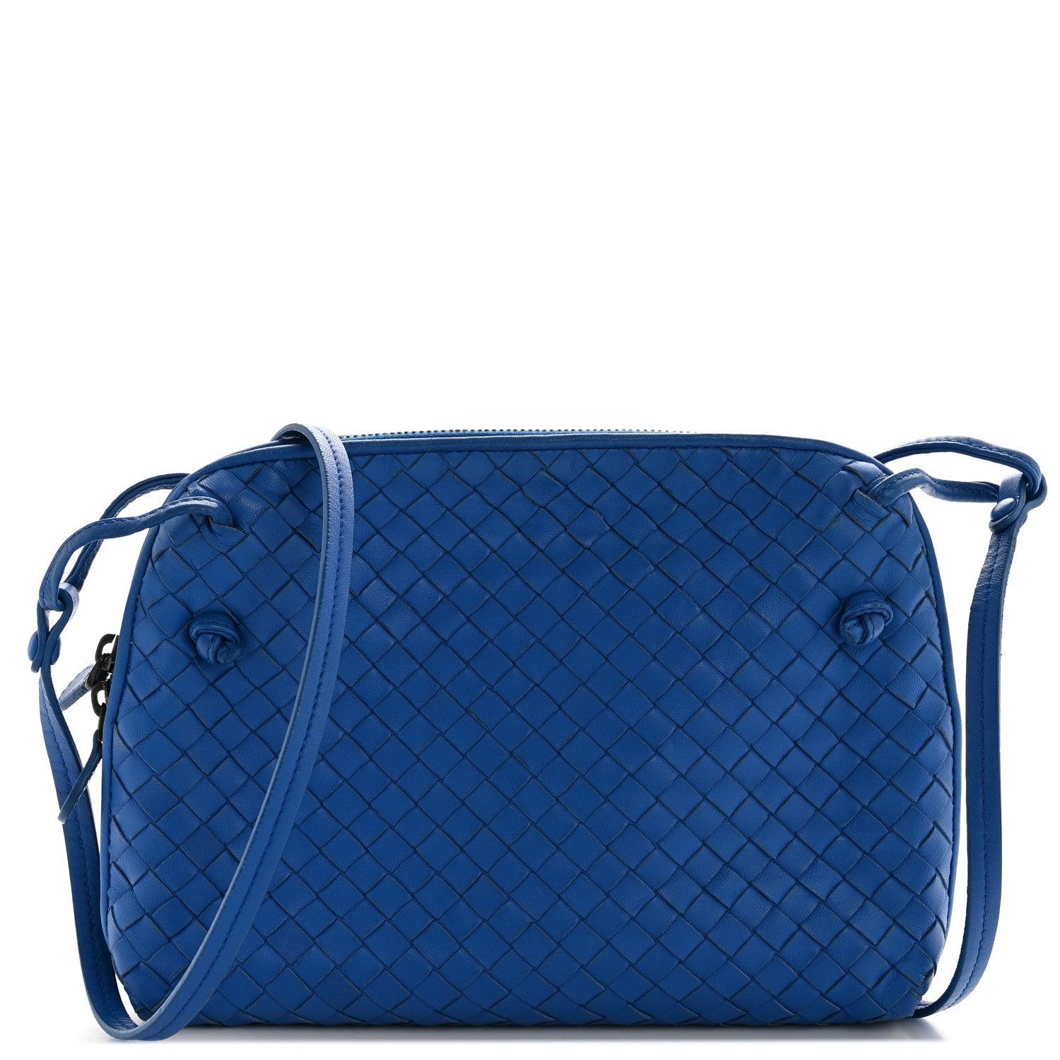 Bottega Veneta バッグ　ネイビー Bottega Veneta Nappa Intrecciato Double Compartment Crossbody Bag
