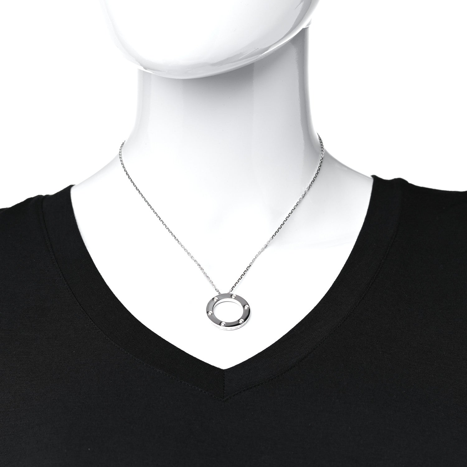 Cartier 18K White Gold 6 Diamonds LOVE Pendant Necklace 2 of 7