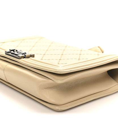 Chanel Calfskin Quilted Double Stitch New Medium Boy Flap Beige 10 of 10