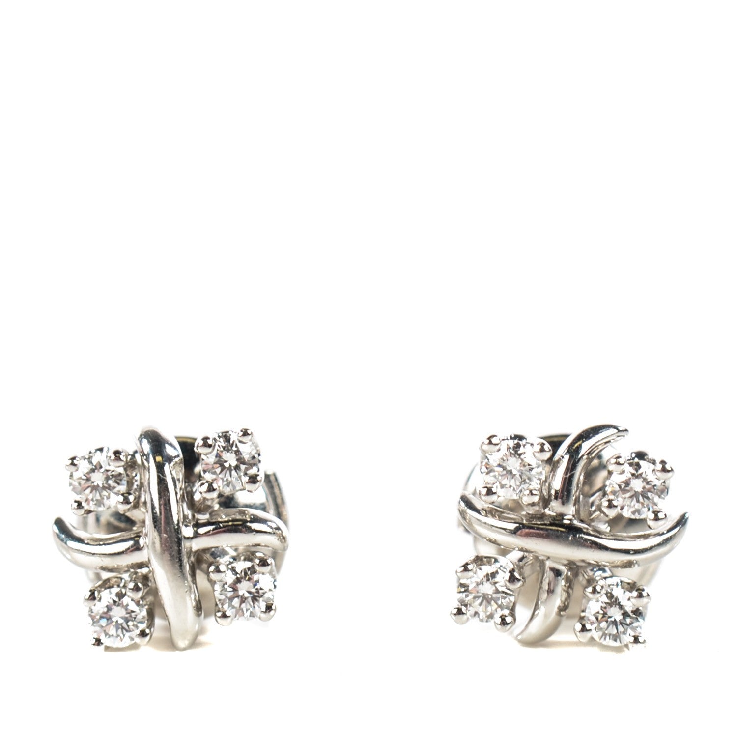 Tiffany Platinum Diamond Schlumberger Lynn Earrings 1 of 6