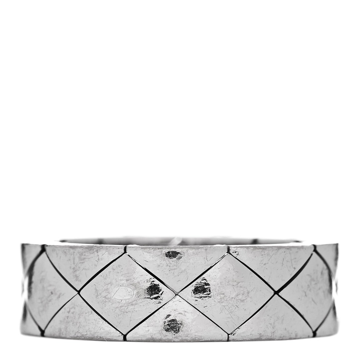 18K White Gold Diamond Matelasse Ring 55 7.25