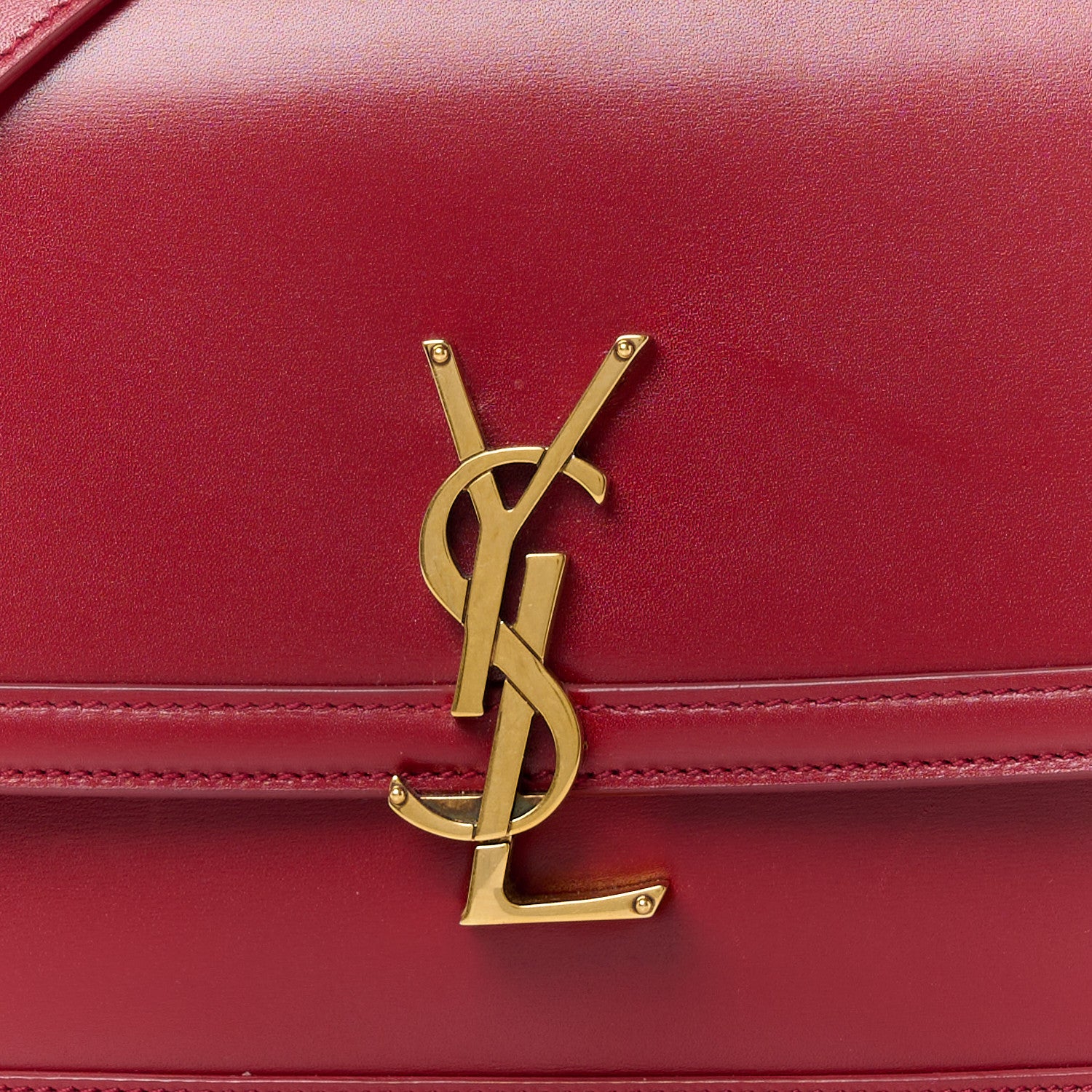 Saint Laurent Box Calfskin Monogram Medium Solferino Satchel Rouge Opyum 9 of 11