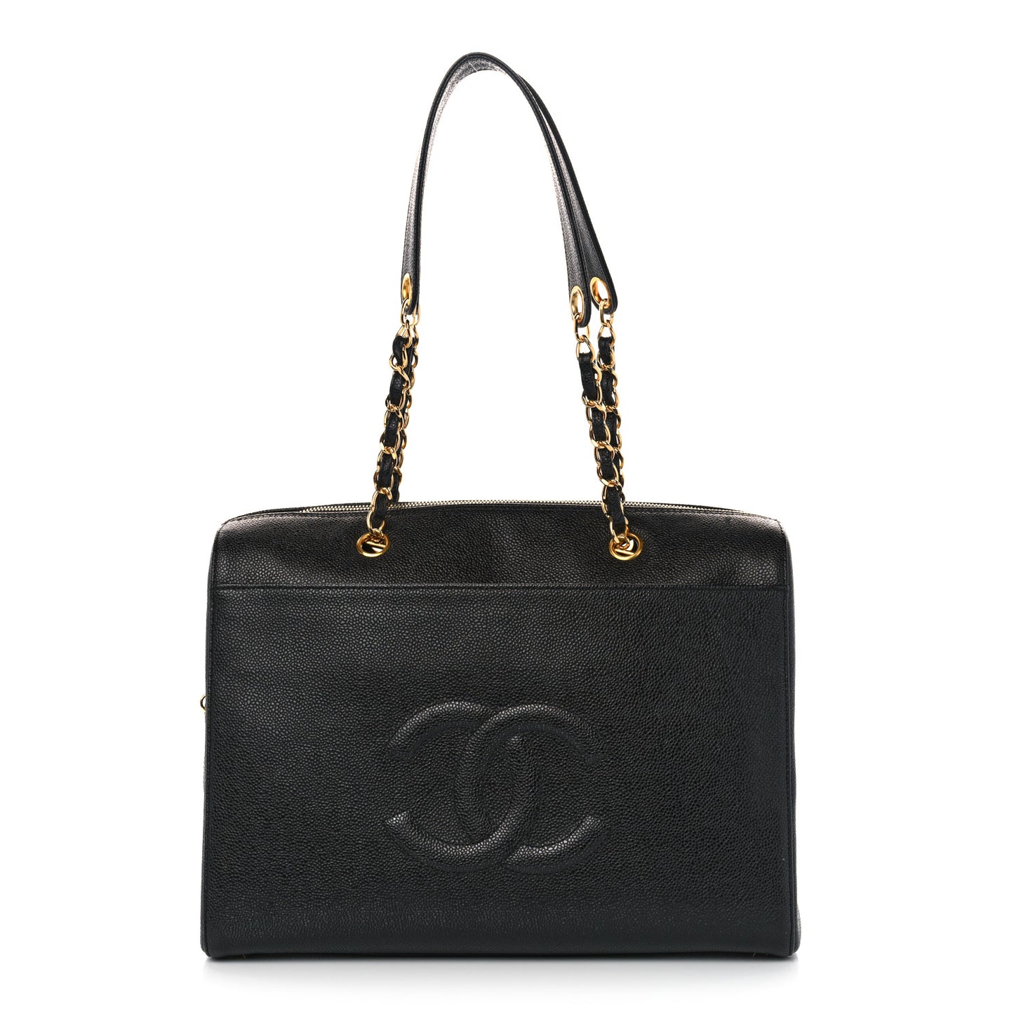 Caviar Large CC Shoulder Bag Black