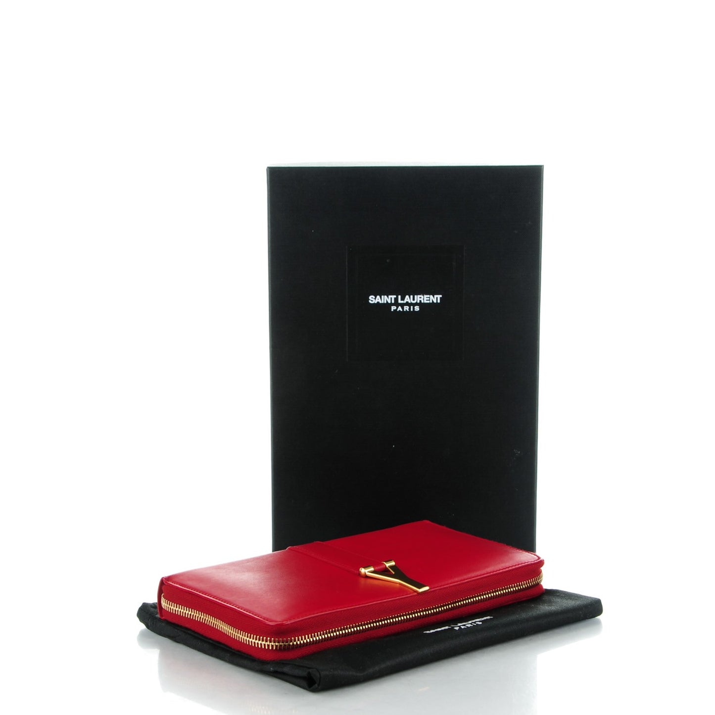 Calfskin Classic Y Ligne Zip Around Wallet Red