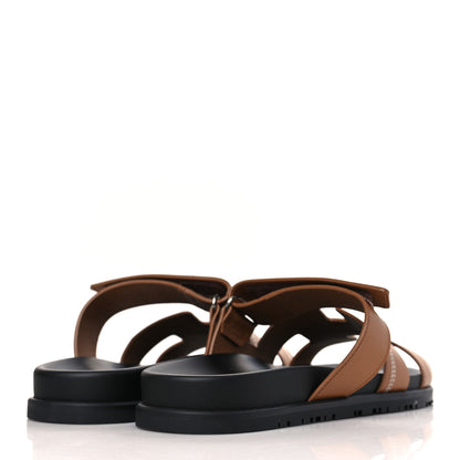 Hermes Calfskin Womens Embroidered Chypre Sandals 41 Naturel 4 of 9