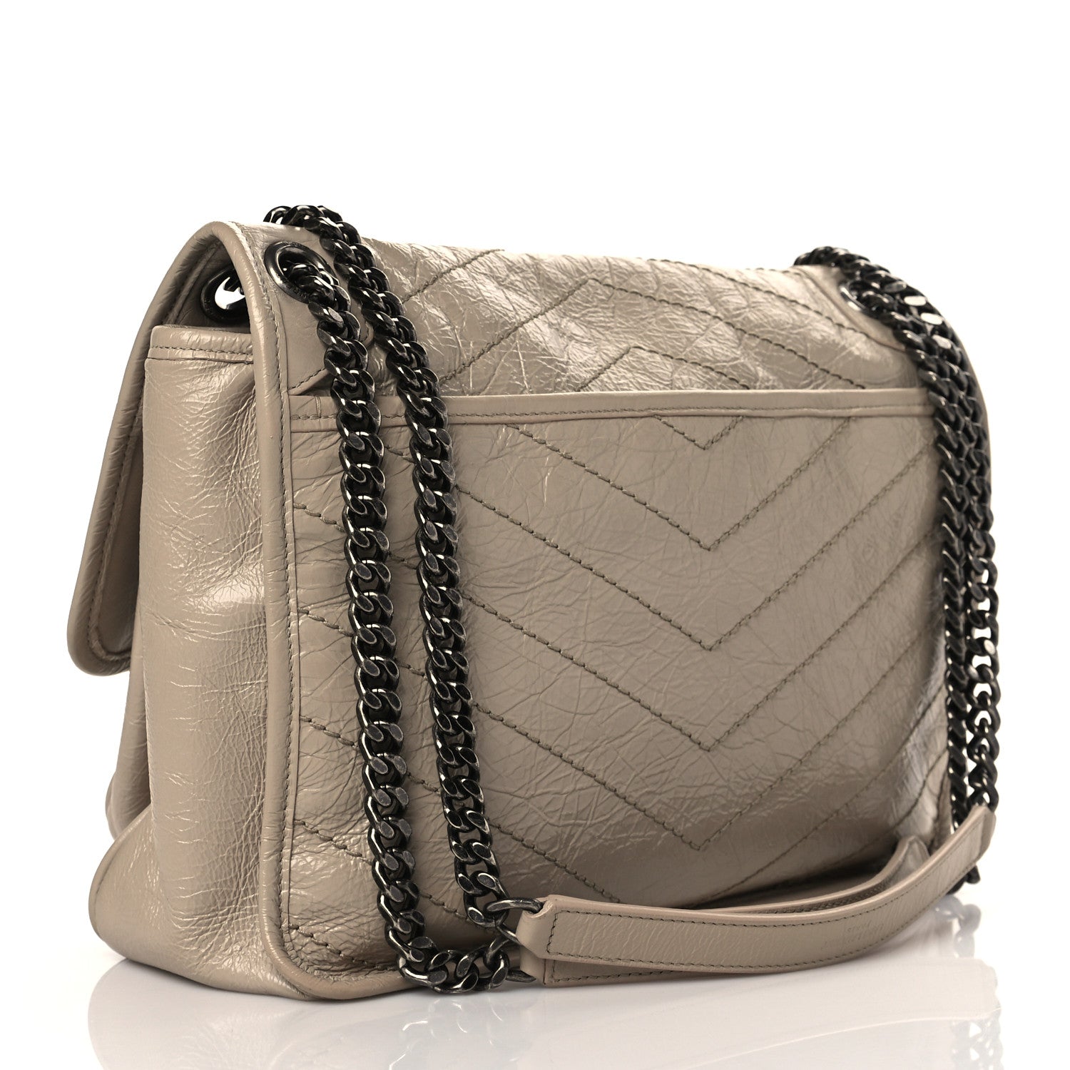 Saint Laurent Crinkled Calfskin Matelasse Monogram Medium Niki Chain Satchel Light Natural 3 of 11