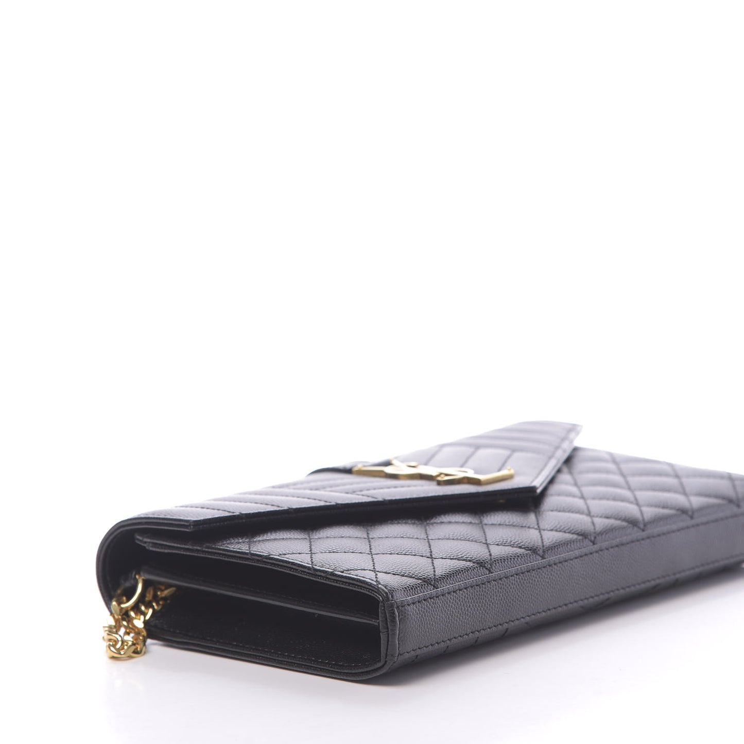 Grain De Poudre Mixed Matelasse Triquilt Monogram Chain Wallet Black