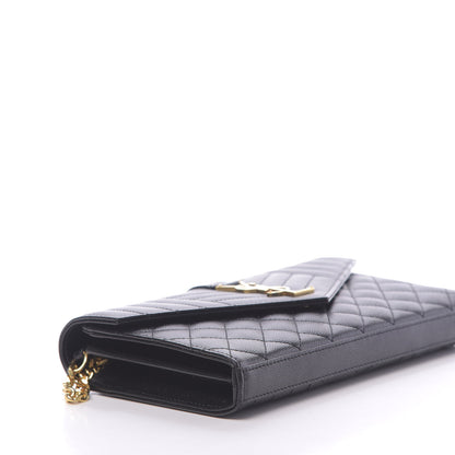 Saint Laurent Grain De Poudre Mixed Matelasse Triquilt Monogram Chain Wallet Black 8 of 11