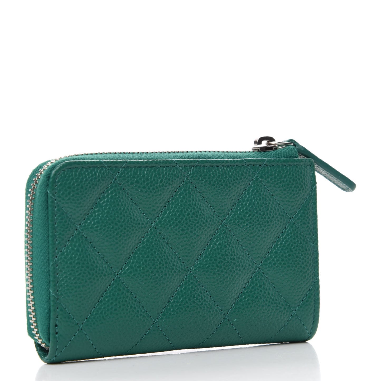 Caviar Quilted Zipped Key Holder Case Green