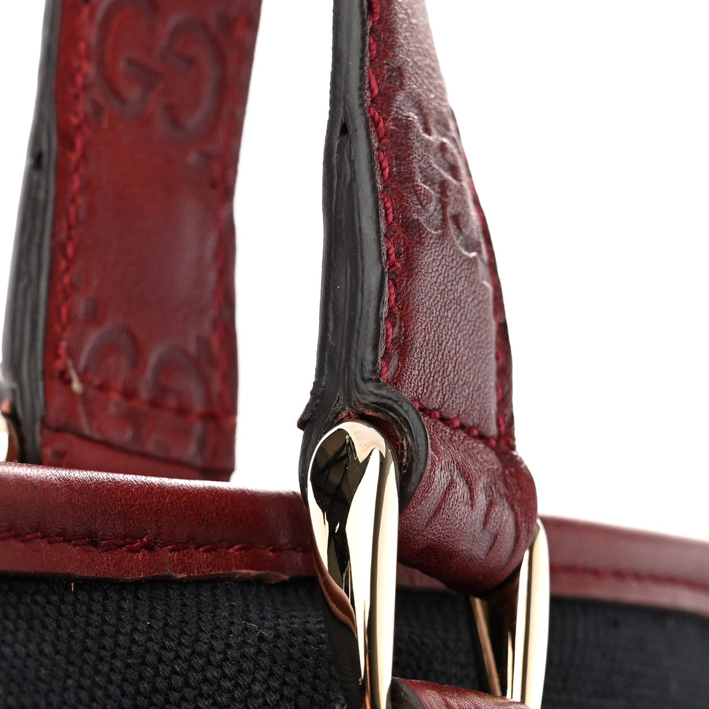 Guccissima Canvas Large Tote Black Dark Red