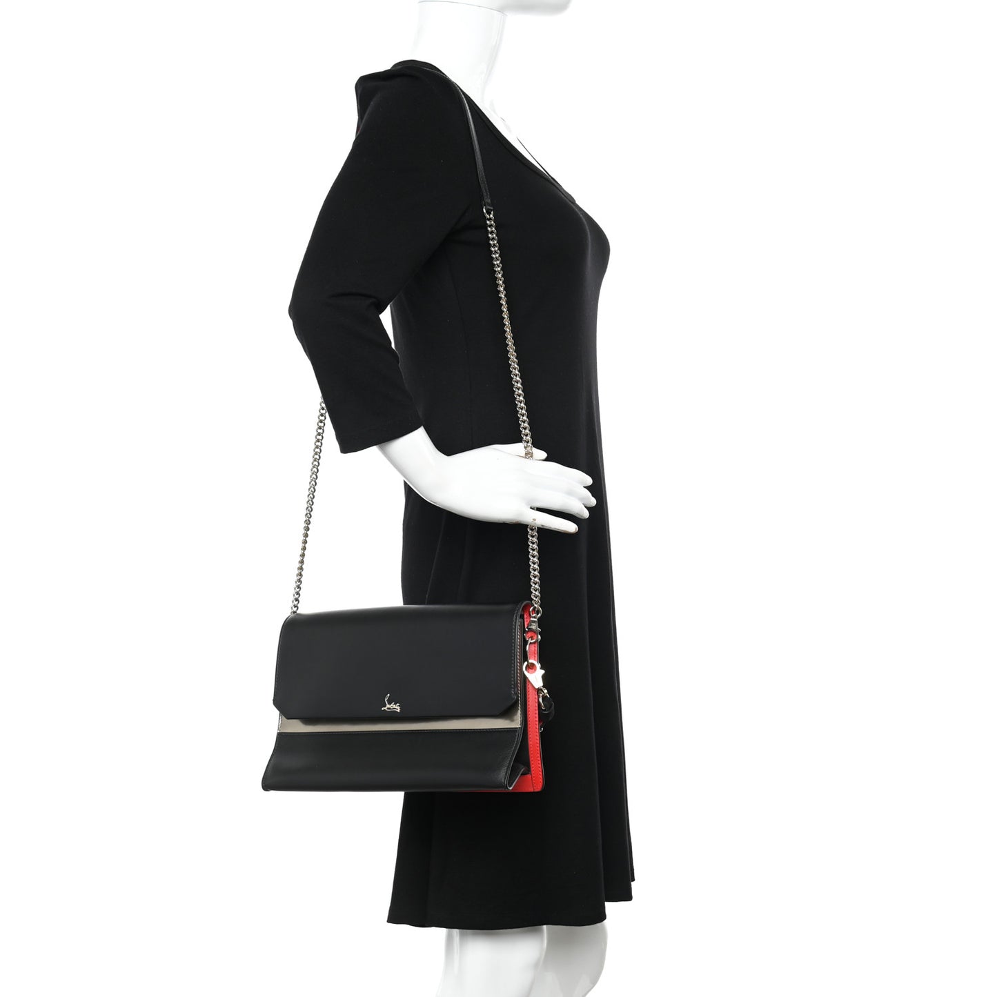 Calfskin Loubiblues Paris Clutch Bag Black Multi