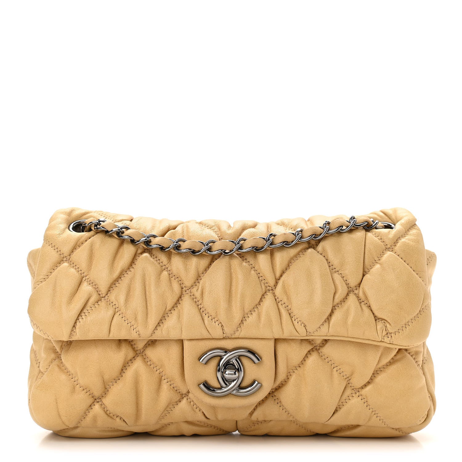 Chanel Calfskin Quilted Medium Bubble Quilt Flap Bag Beige 1 of 11