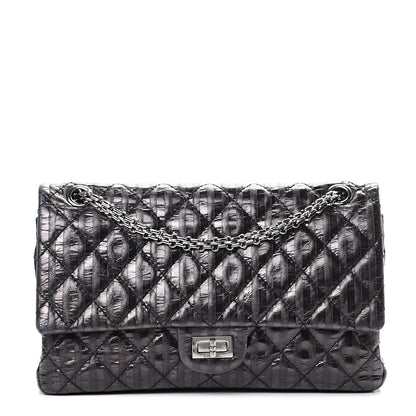 Chanel Metallic Calfskin Striped 2.55 Reissue 226 Flap Black 1 of 14