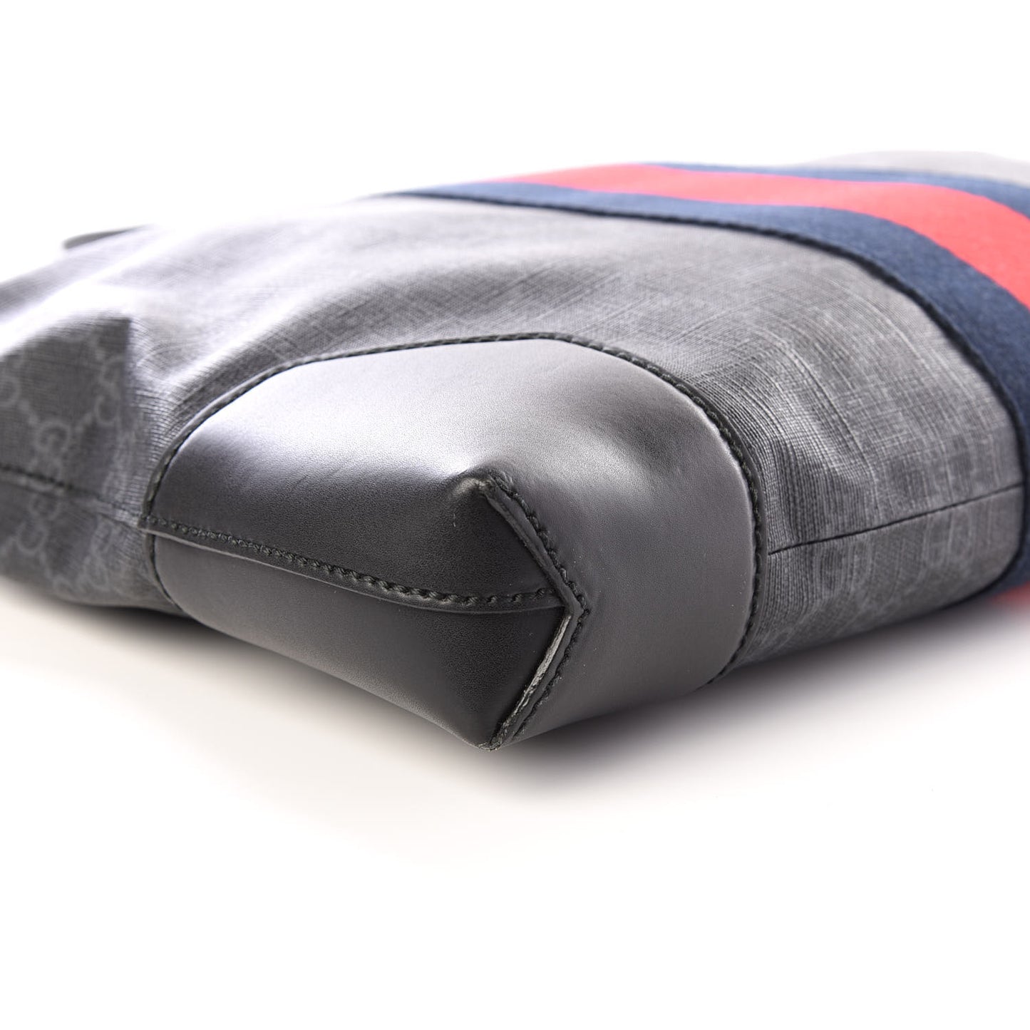 Soft GG Supreme Monogram Appia Calfskin Web East West Messenger Bag Black Grey