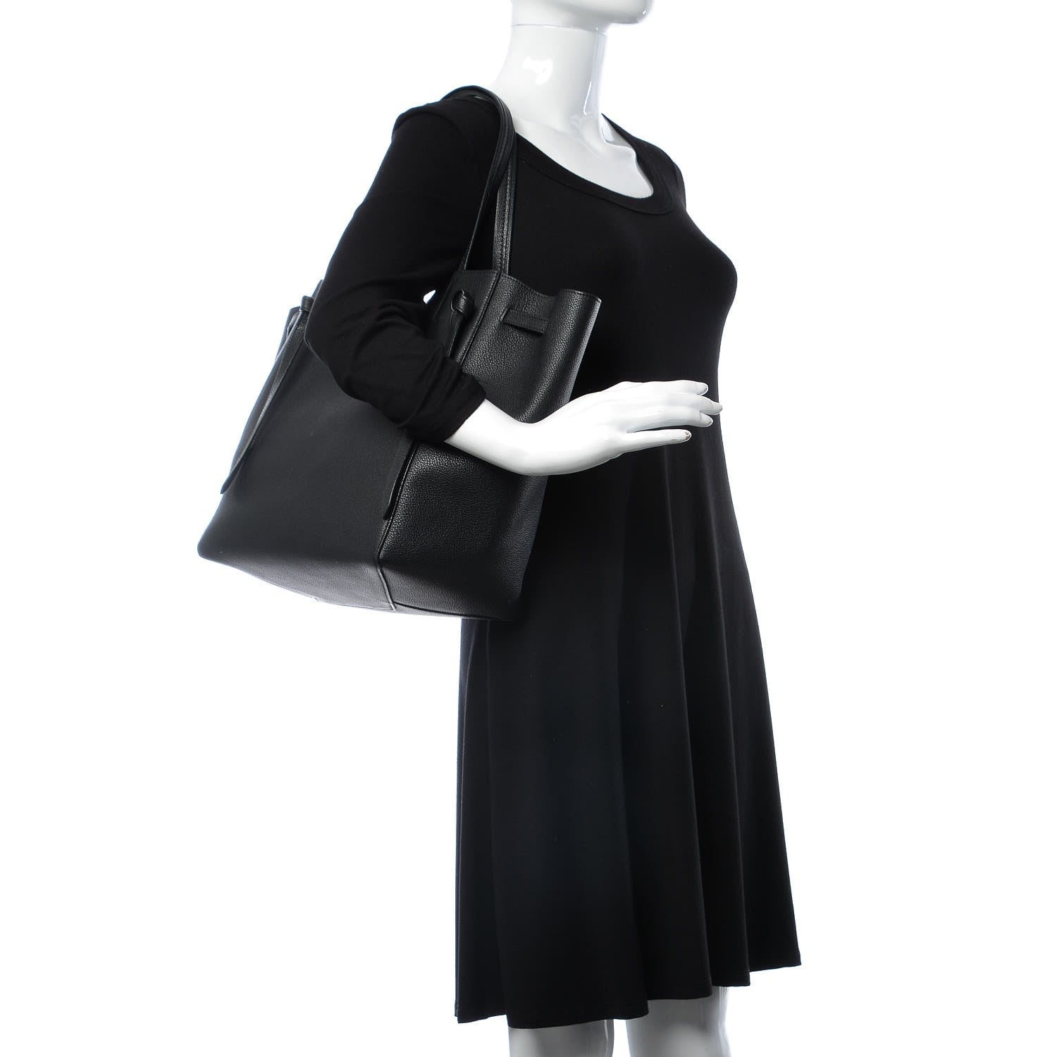 Celine Soft Grained Calfskin Small Belt Cabas Phantom Black 2 of 13