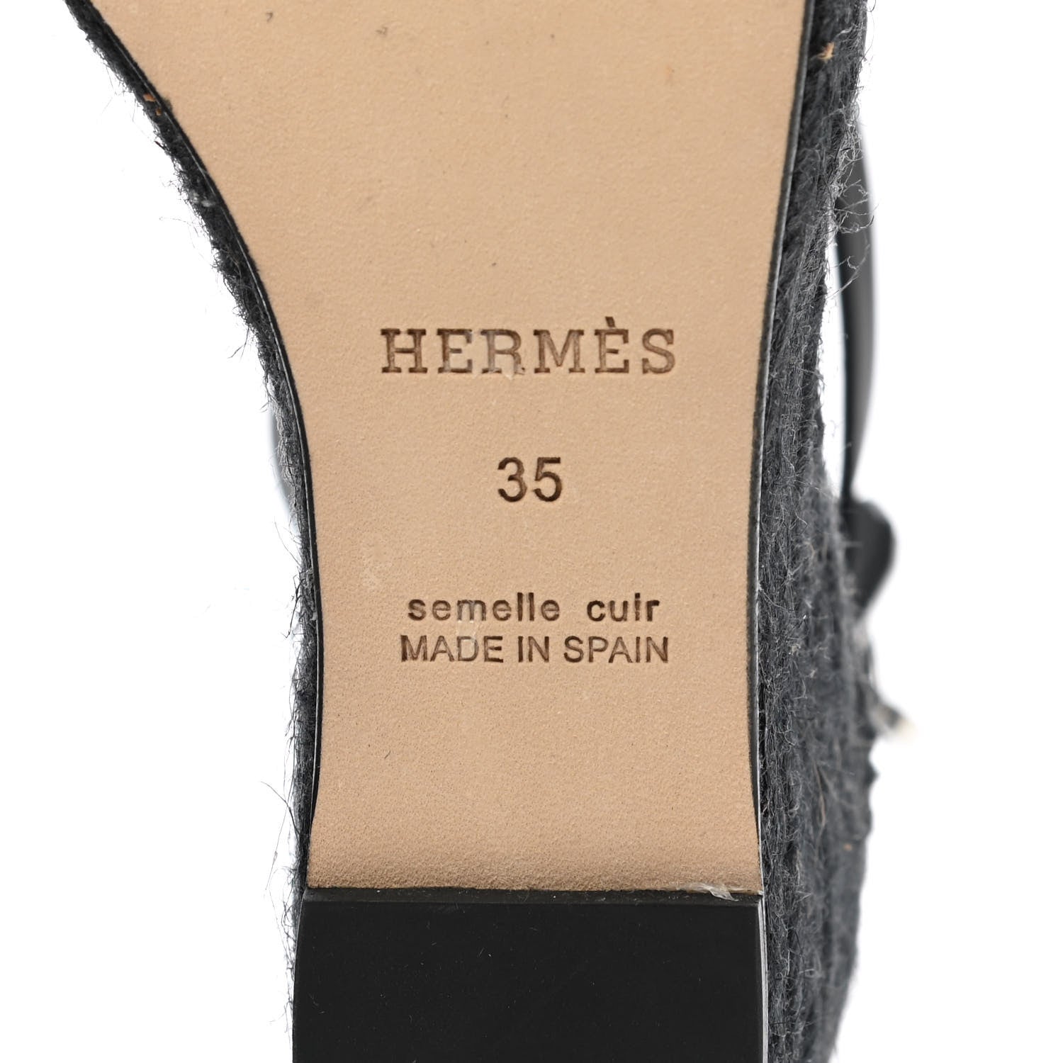 Hermes Calfskin Tipoli Espadrille Wedges 35 Black 6 of 9
