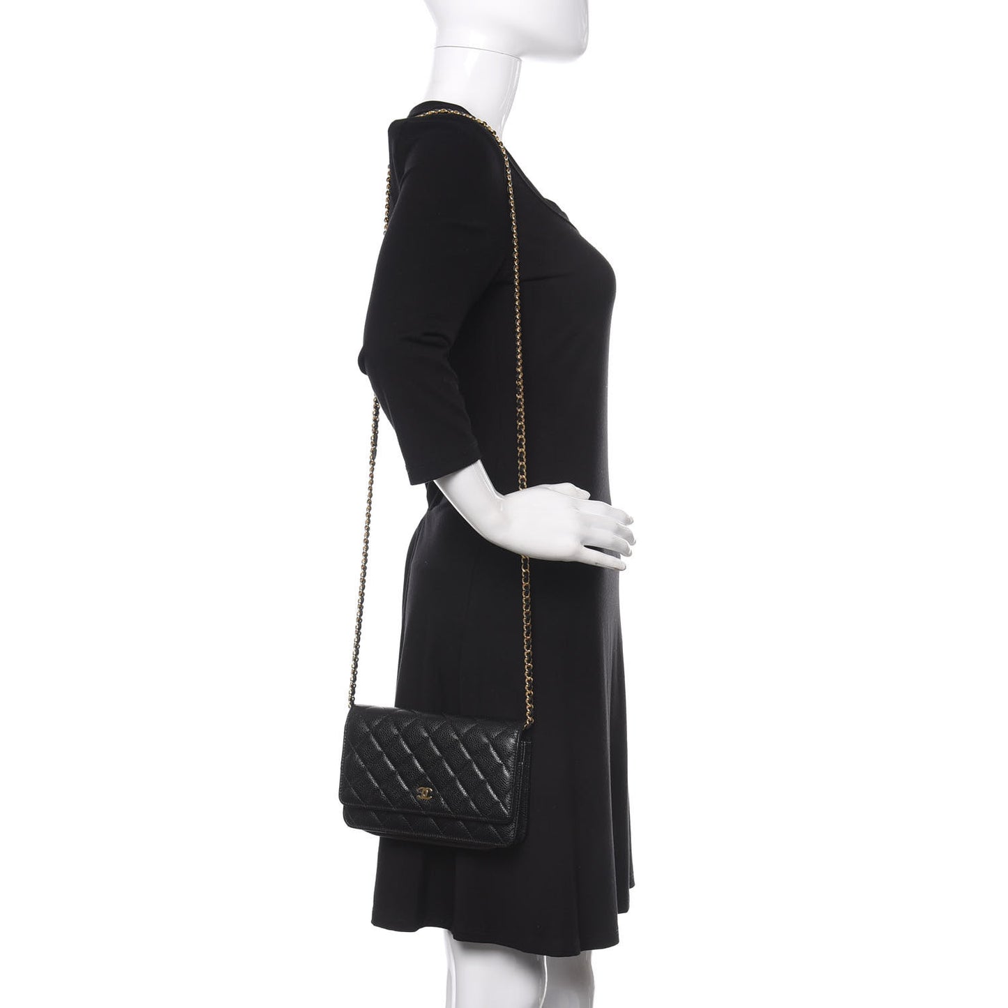 Caviar Quilted Wallet On Chain WOC Black