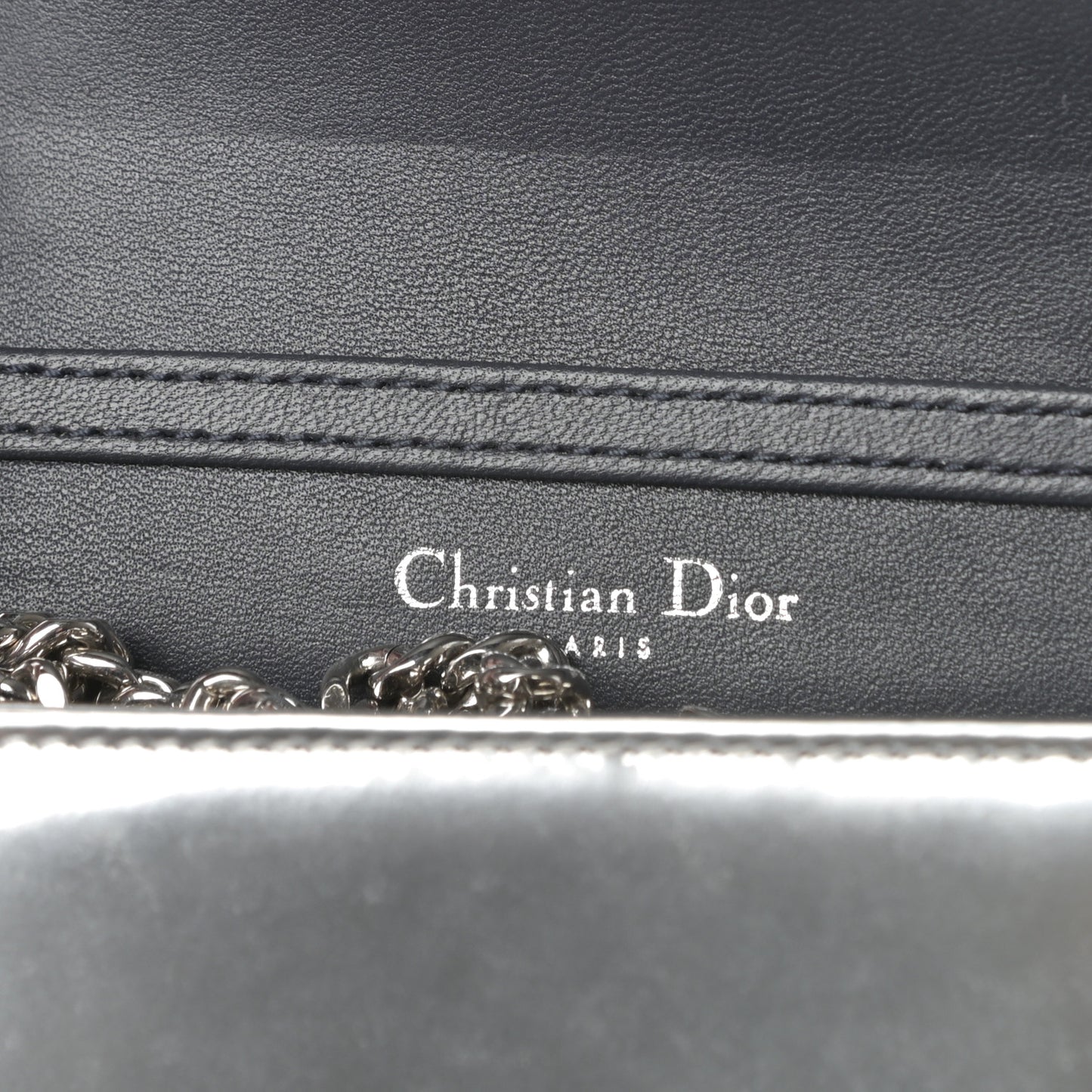 Metallic Patent Micro-Cannage Baby Diorama Flap Bag Silver