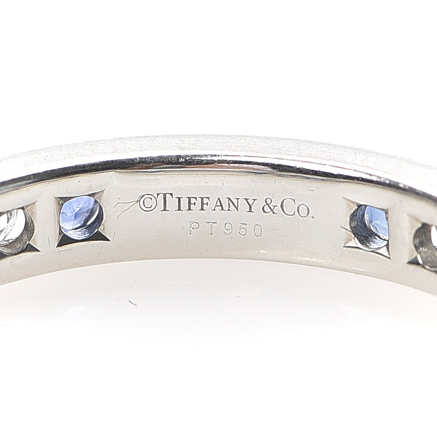 Platinum Diamond Blue Sapphire Eternity Band Ring 54 7