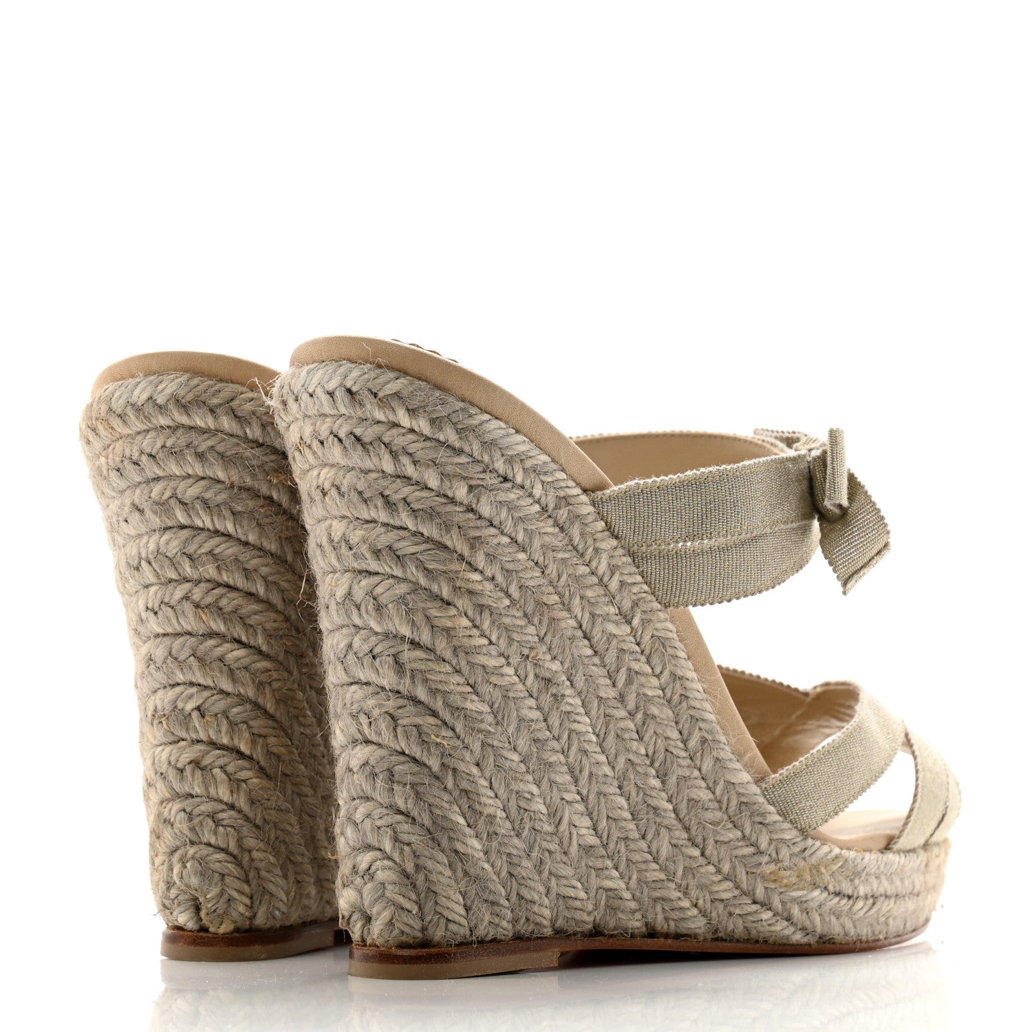 Christian Louboutin Metallic Ribbon Rope Delfin 120 Espadrille Wedges 38 Antic Silver Grezzo 4 of 9
