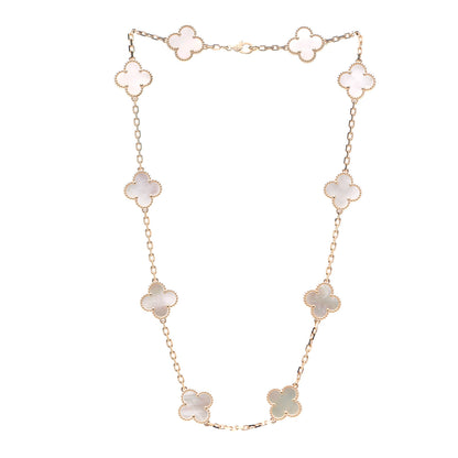Van Cleef & Arpels 18K Yellow Gold Mother of Pearl 10 Motifs Vintage Alhambra Necklace 3 of 8