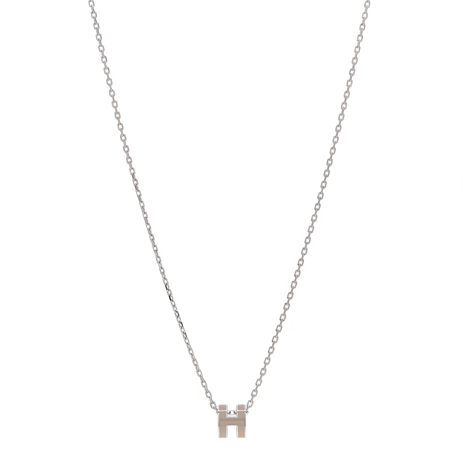 Hermes Palladium Mini Pop H Pendant Necklace Marron Glace 1 of 3