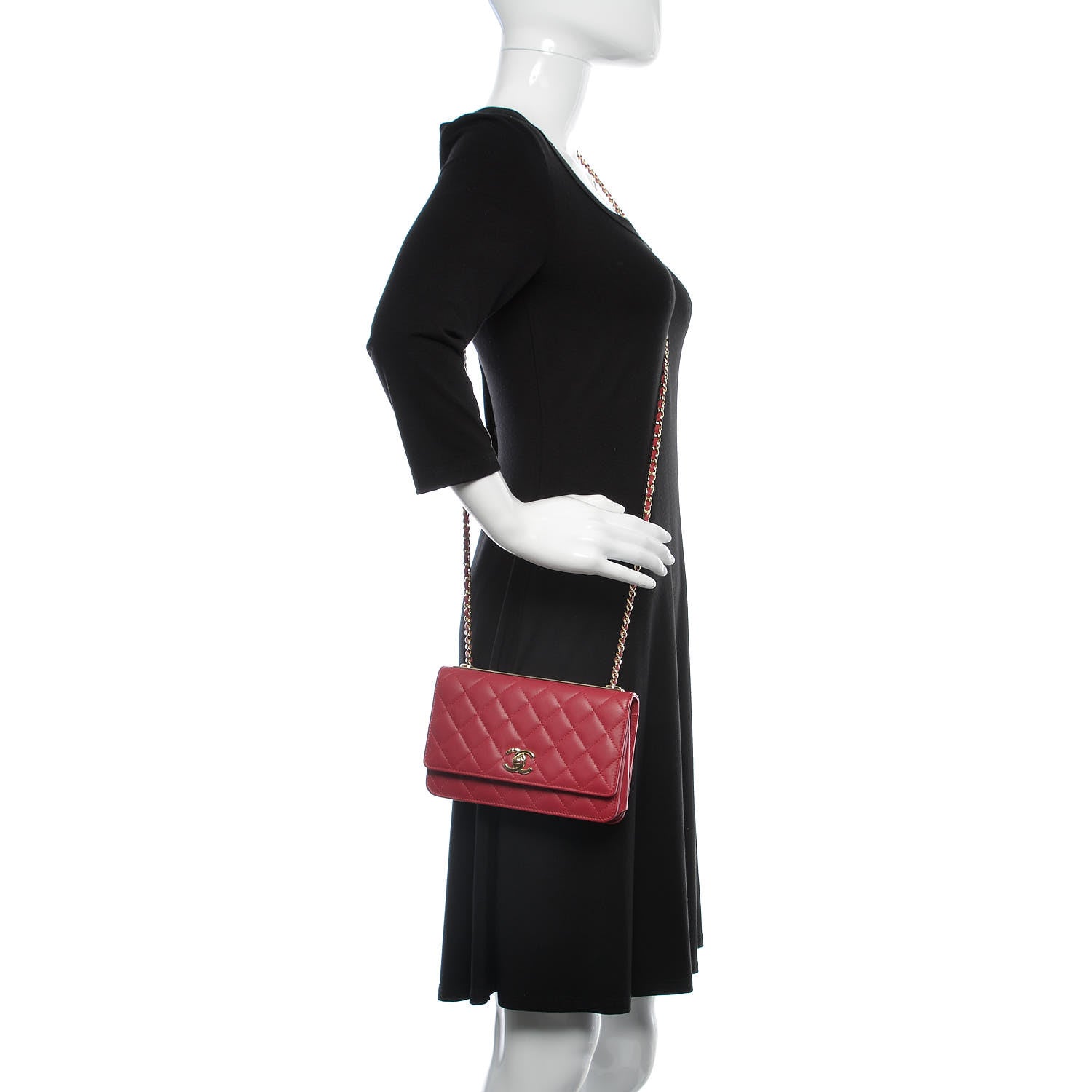Chanel Lambskin Quilted Trendy CC Wallet On Chain WOC Dark Pink 2 of 11