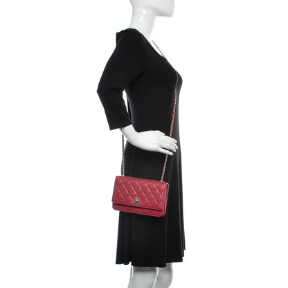 Chanel Lambskin Quilted Trendy CC Wallet On Chain WOC Dark Pink 2 of 11