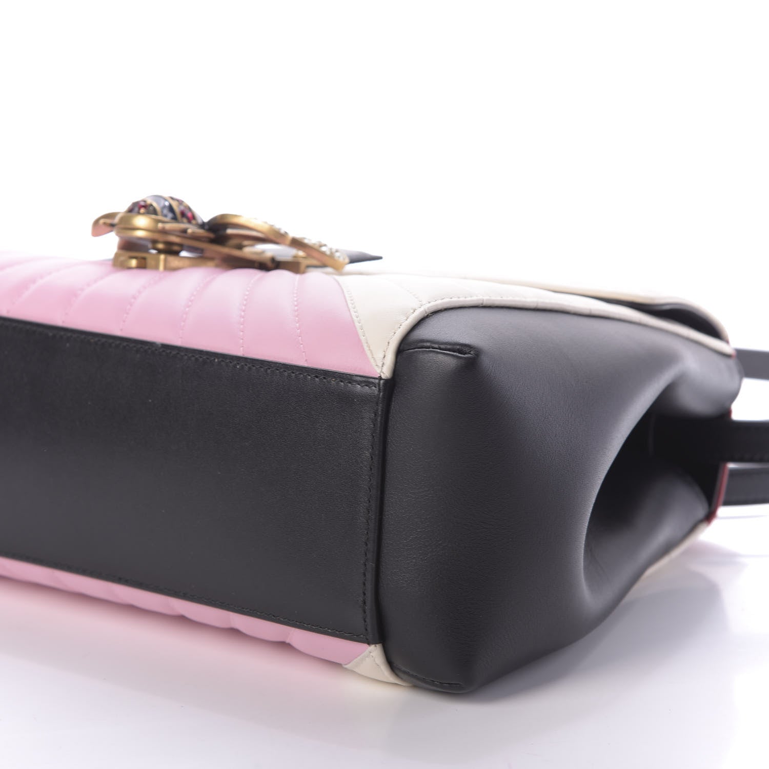 Gucci Calfskin Bamboo Trapuntata Queen Margaret Top Handle Bag Blue Agata Hibiscus Red Mystic White Sugar Pink 7 of 9