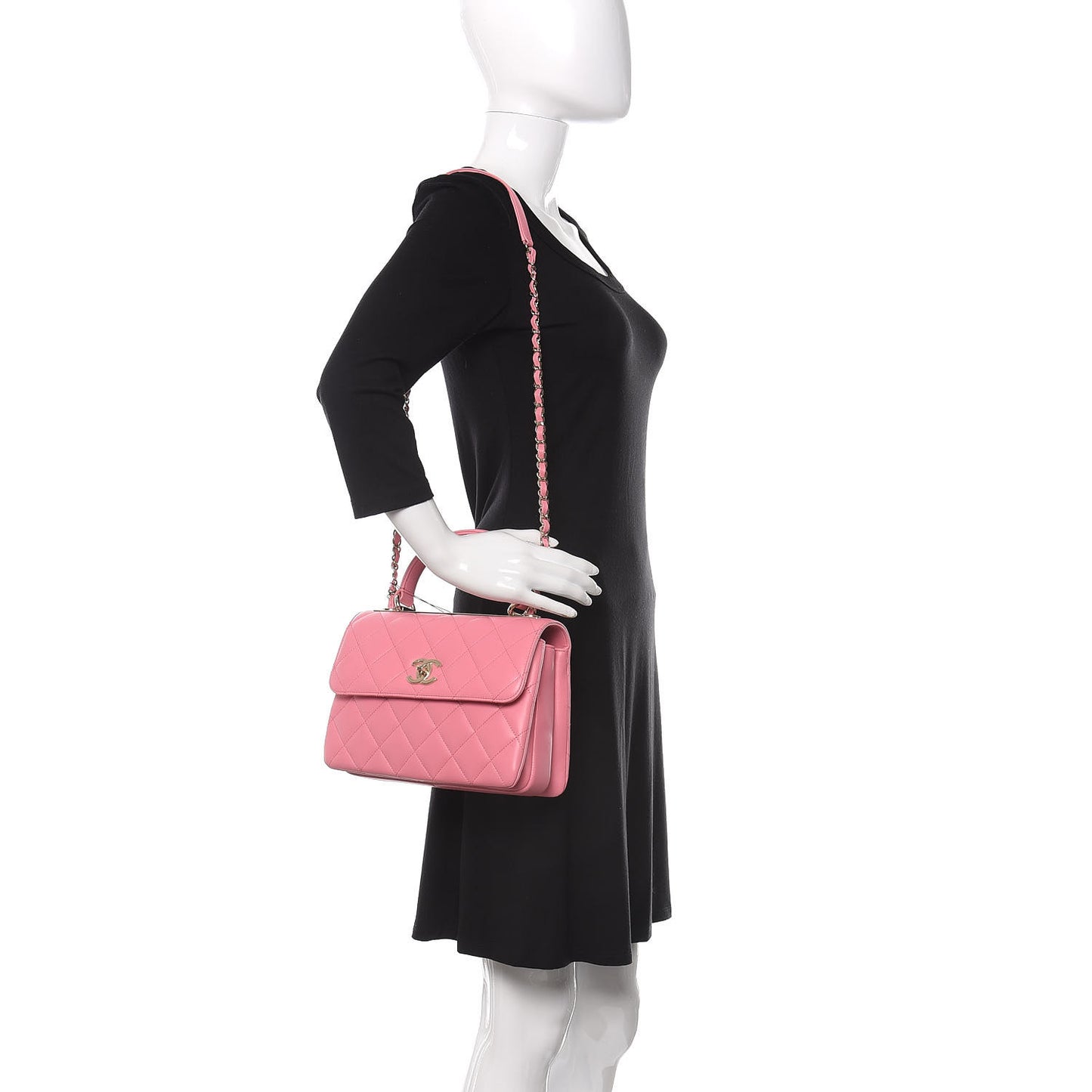 Lambskin Quilted Small Trendy CC Flap Dual Handle Bag Pink