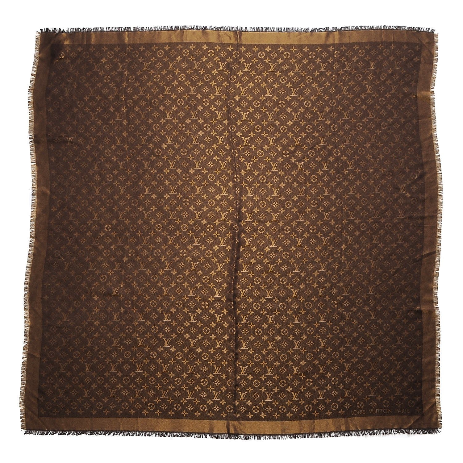 Louis Vuitton Silk Lurex Wool Monogram Shine Shawl Brown 1 of 4