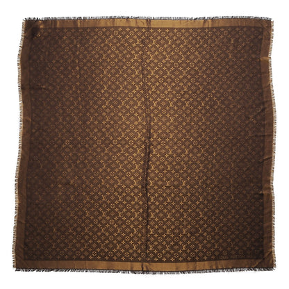 Louis Vuitton Silk Lurex Wool Monogram Shine Shawl Brown 1 of 4