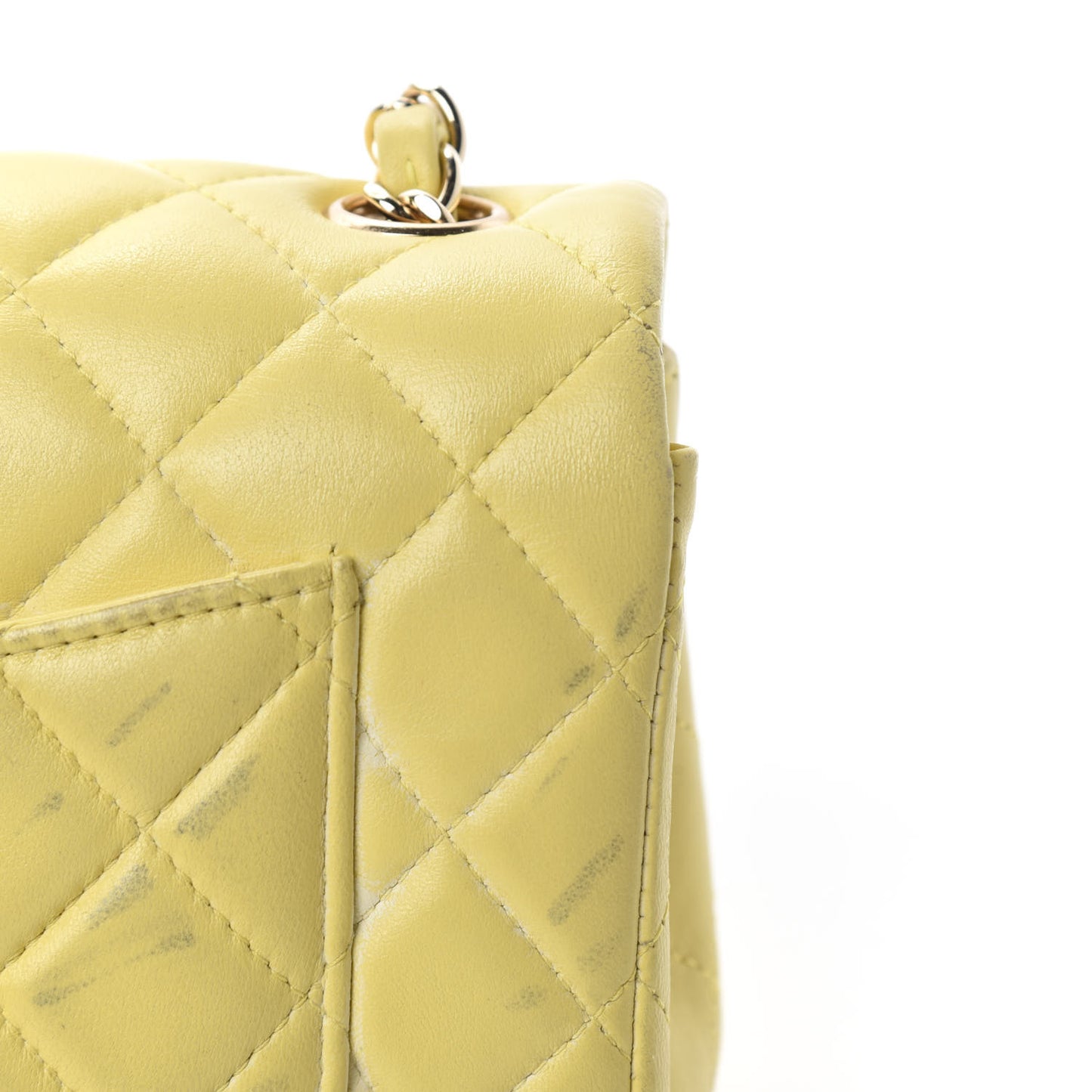 Lambskin Quilted Mini Rectangular Flap Light Yellow