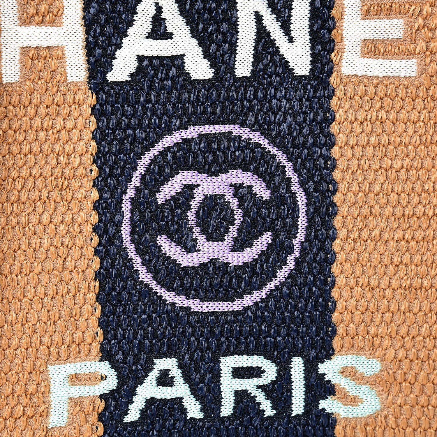 Chanel Straw Raffia Calfskin Striped Large Deauville Tote Dark Beige Fuchsia Navy Blue 9 of 12