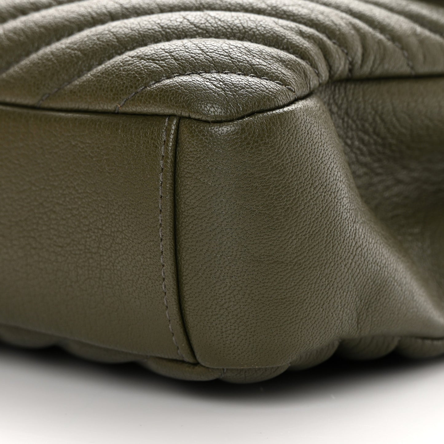 Sheepskin Matelasse Chevron Monogram Medium College Bag Military Olive