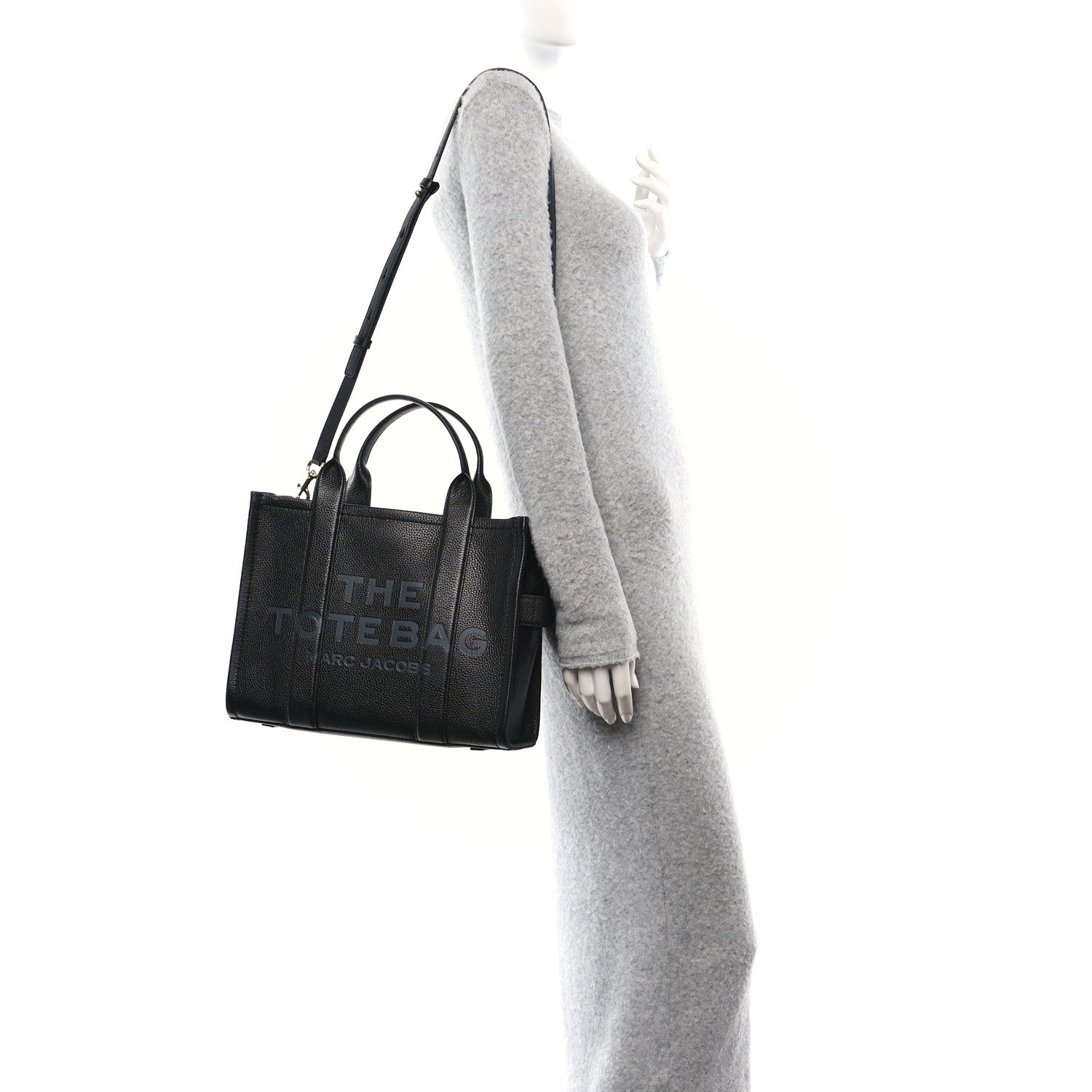 Marc Jacobs Grained Calfskin Medium The Tote Bag Black 2 of 9