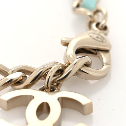 Chanel Metal Iridescent Lambskin Lock Bracelet Gold Light Blue 5 of 5