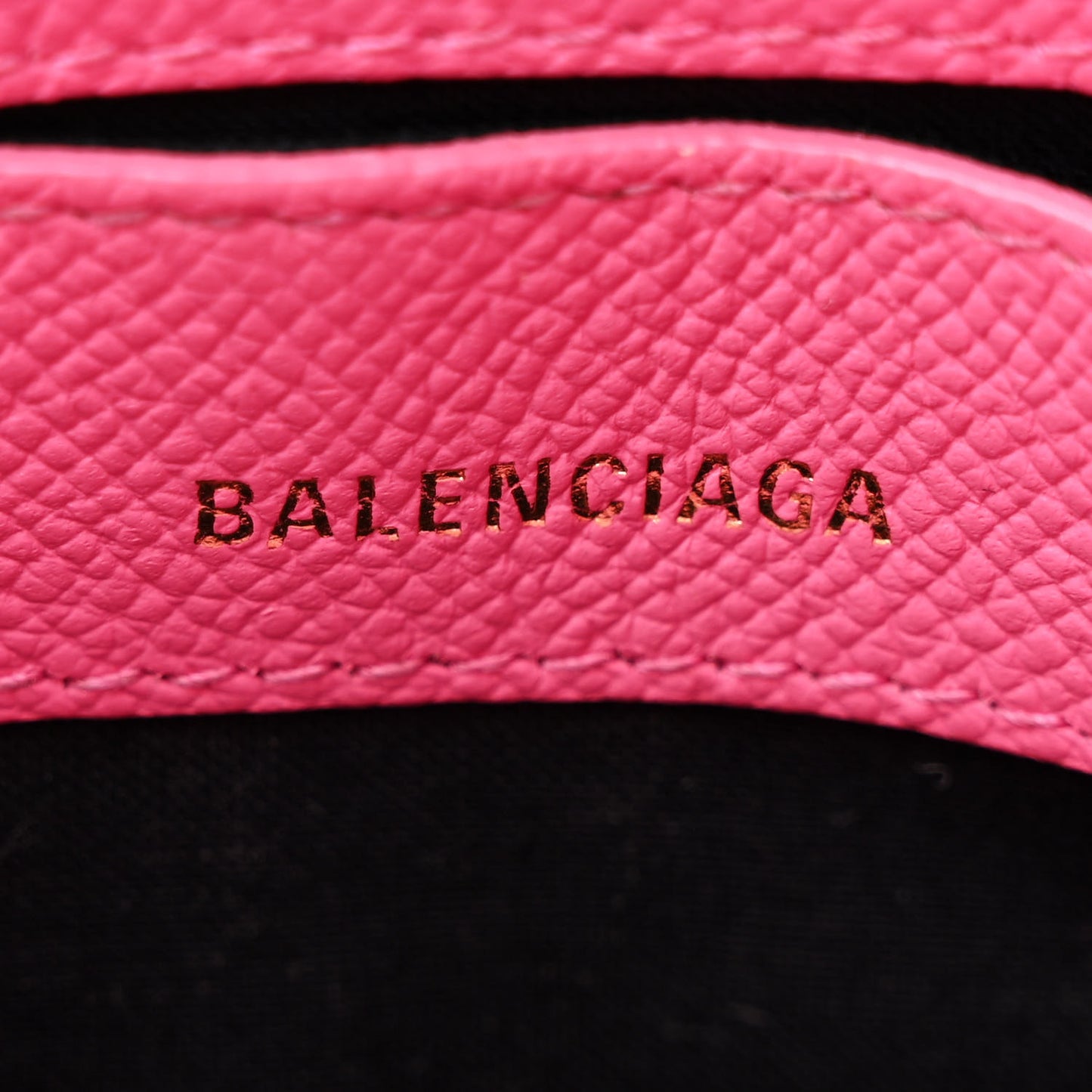 Signature Grained Calfskin Logo XXS Ville Top Handle Bag Rose Bubblegum Black