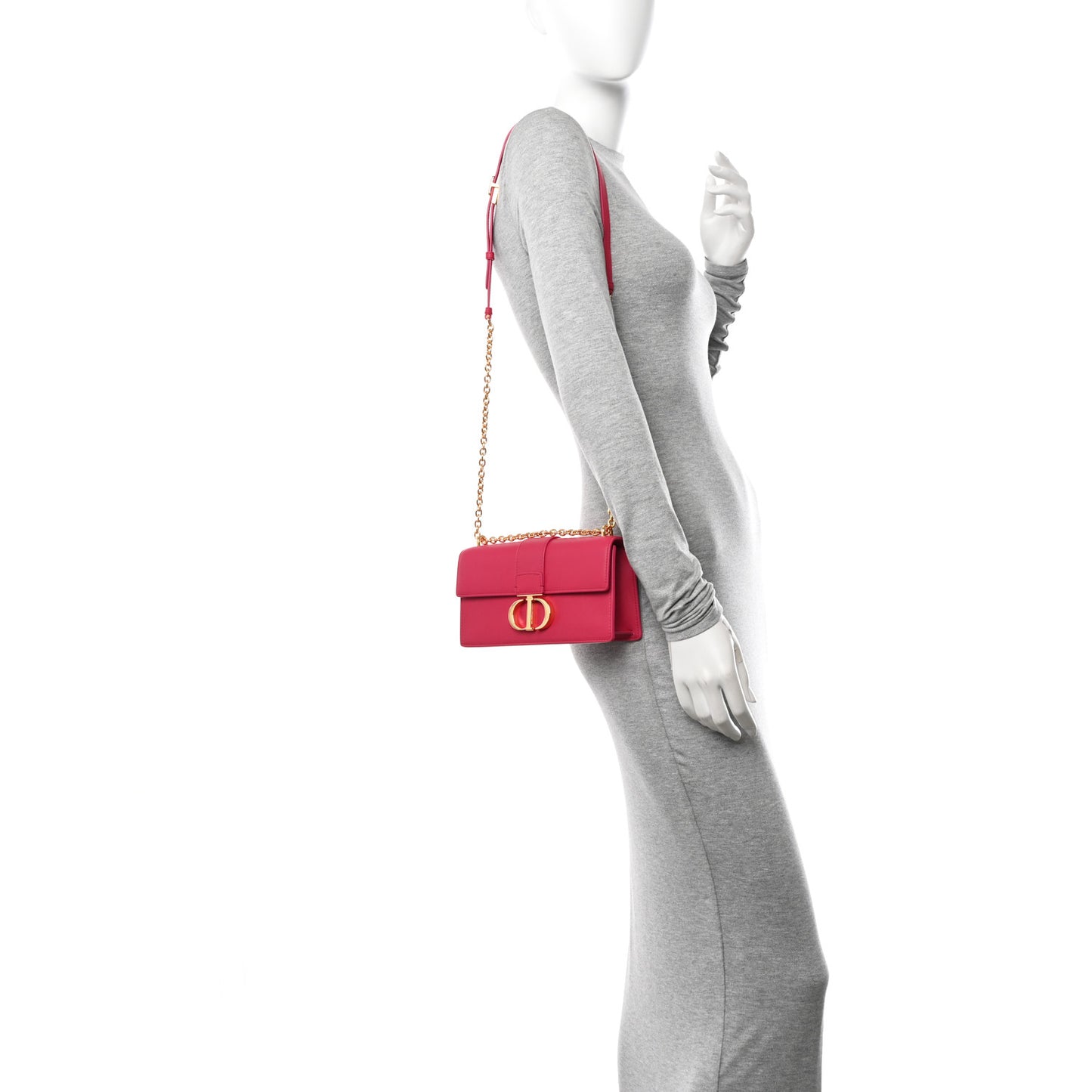 Grained Calfskin 30 Montaigne East West Chain Flap Bag Passion Pink