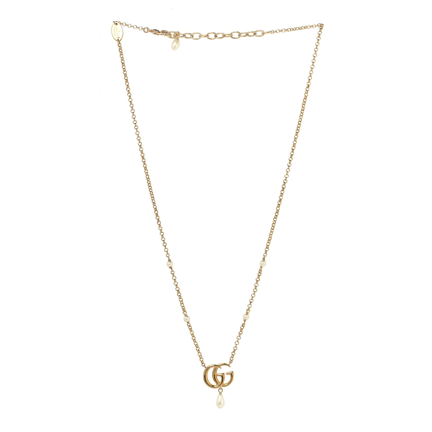 Pearl Double G Marmont Necklace Gold