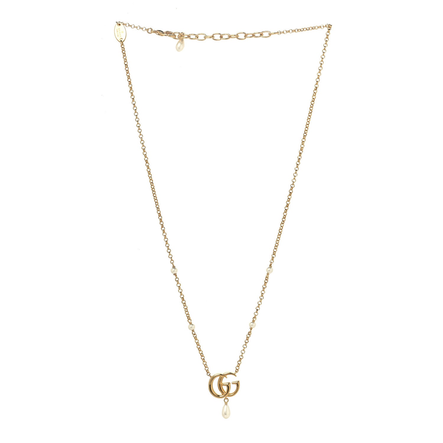 Gucci Pearl Double G Marmont Necklace Gold 3 of 5