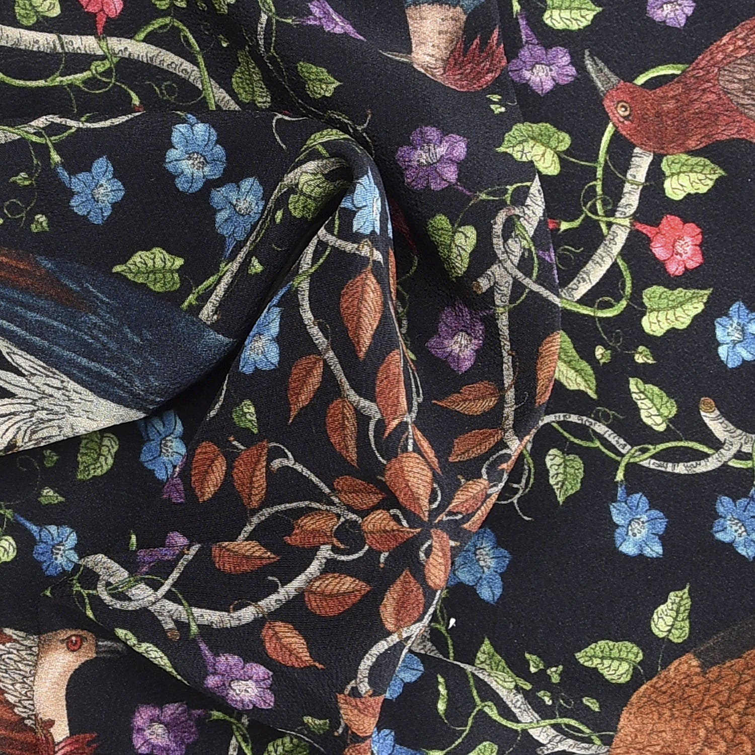 Gucci Silk Floral Condor Square Handkerchief Black 2 of 5
