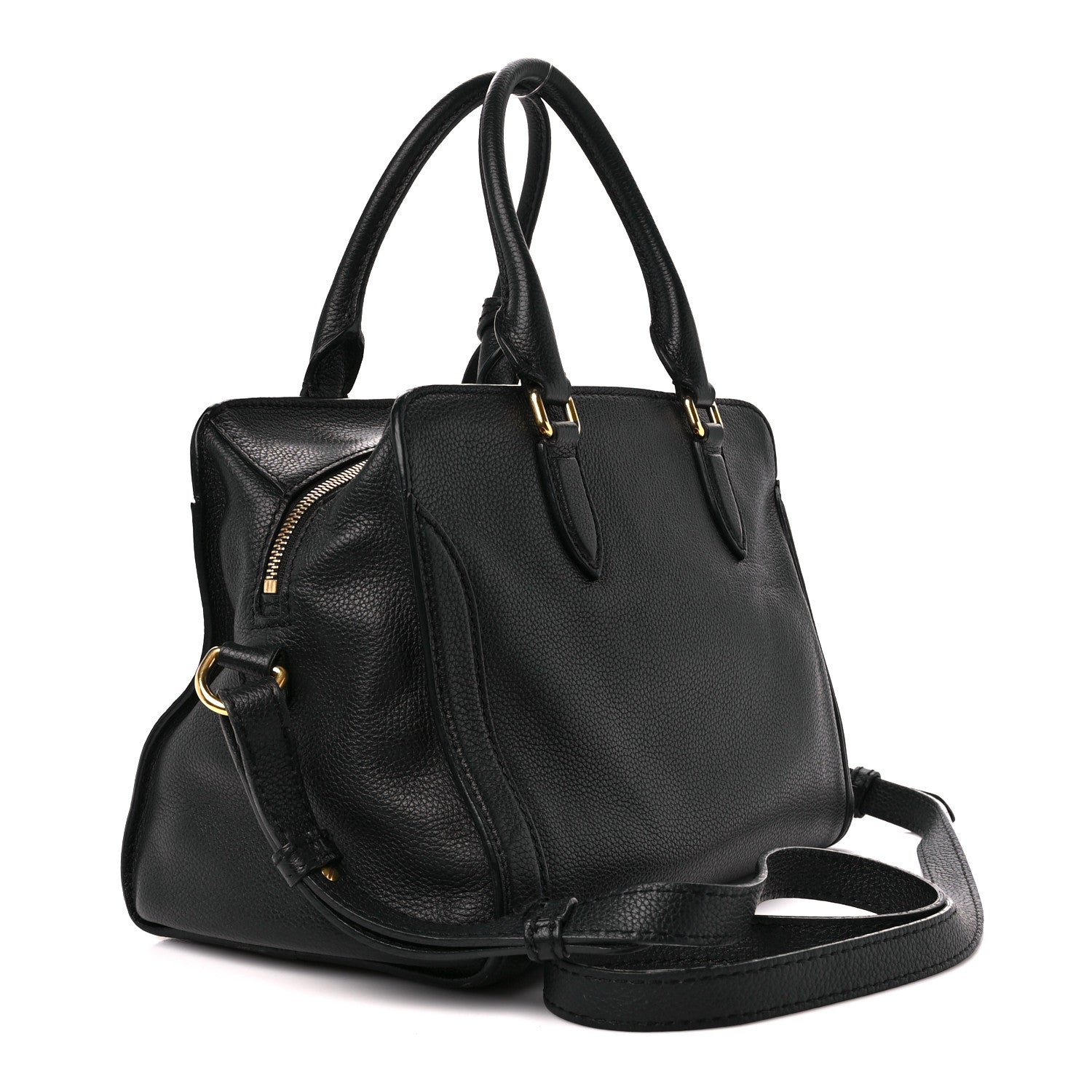 Alexander McQueen Pebbled Calfskin Small Skull Padlock Zip Around Tote Black 3 of 14