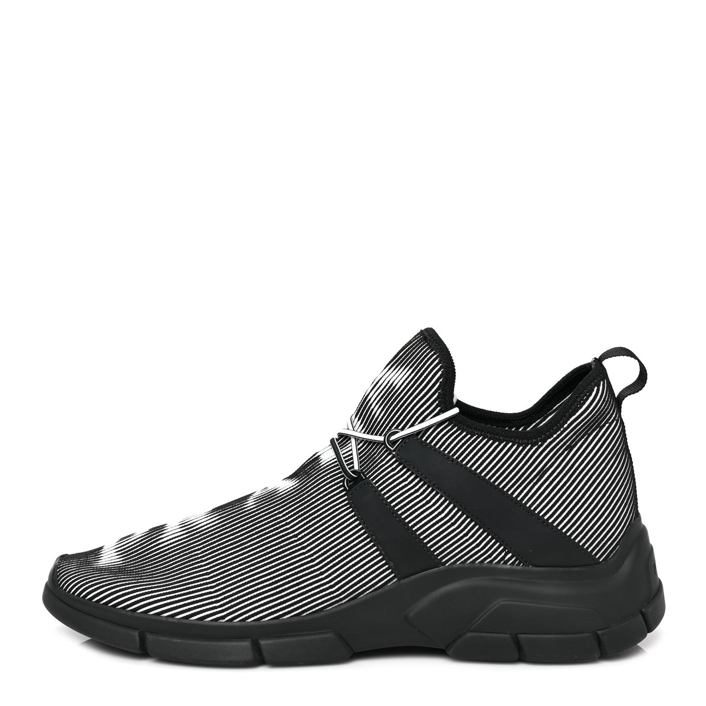 Knit Fabric Mens Logo Sneakers 9 Black White