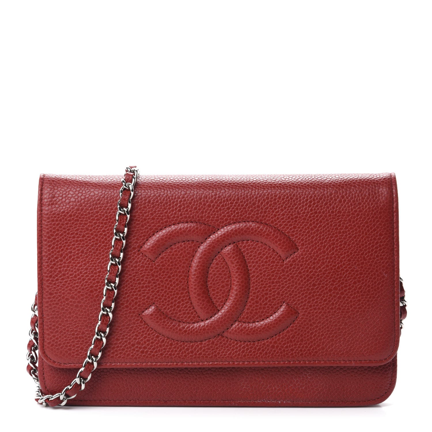 Chanel Caviar Timeless CC Wallet On Chain WOC Red 1 of 14
