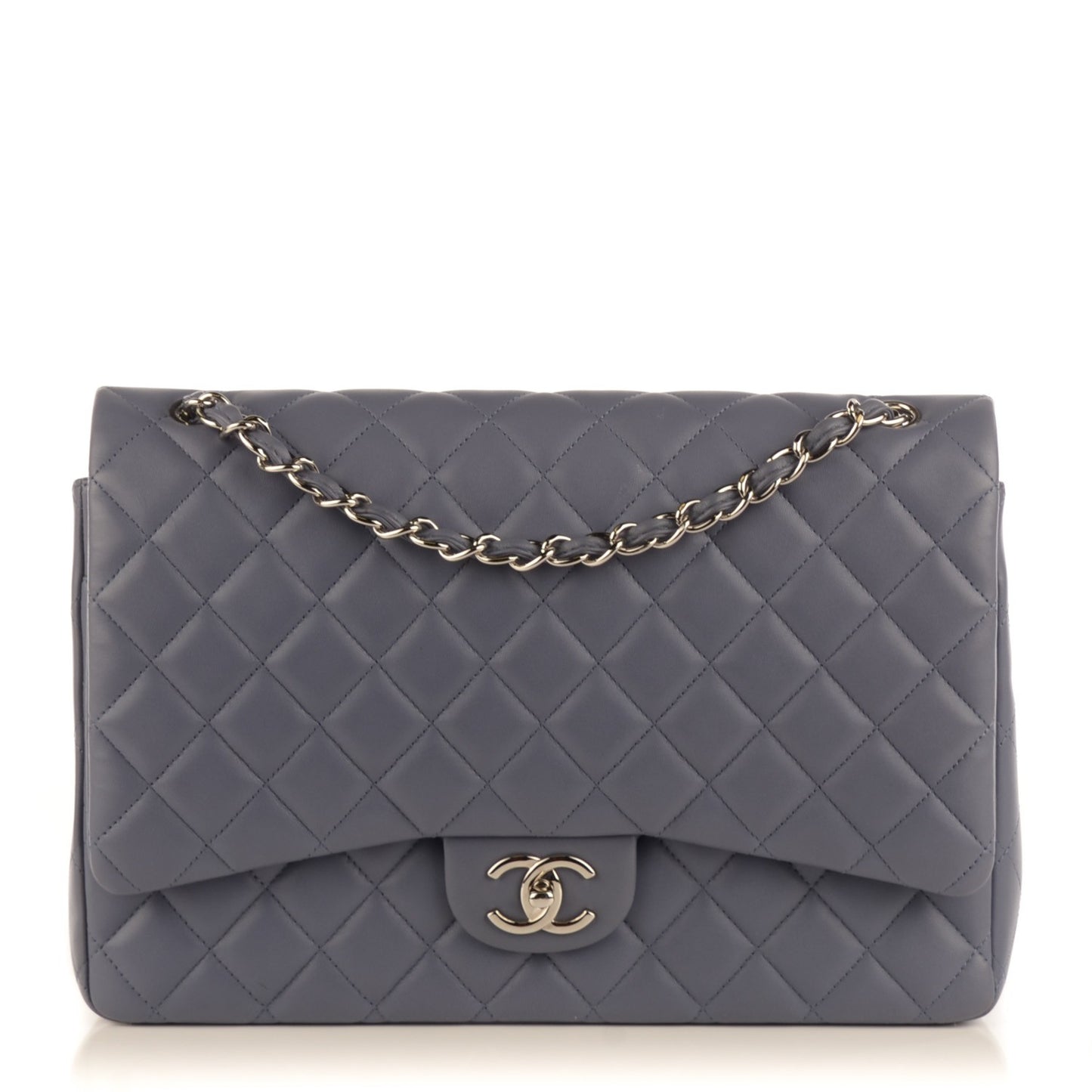 Lambskin Quilted Maxi Double Flap Purple