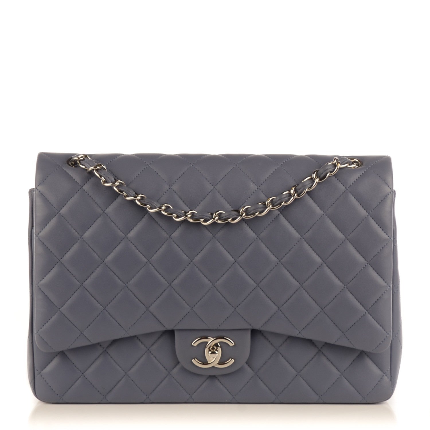 Chanel Lambskin Quilted Maxi Double Flap Purple 1 of 8