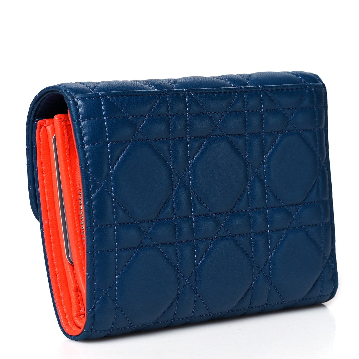 Christian Dior Lambskin Cannage Miss Dior Explorateur Compact Wallet Navy 3 of 8