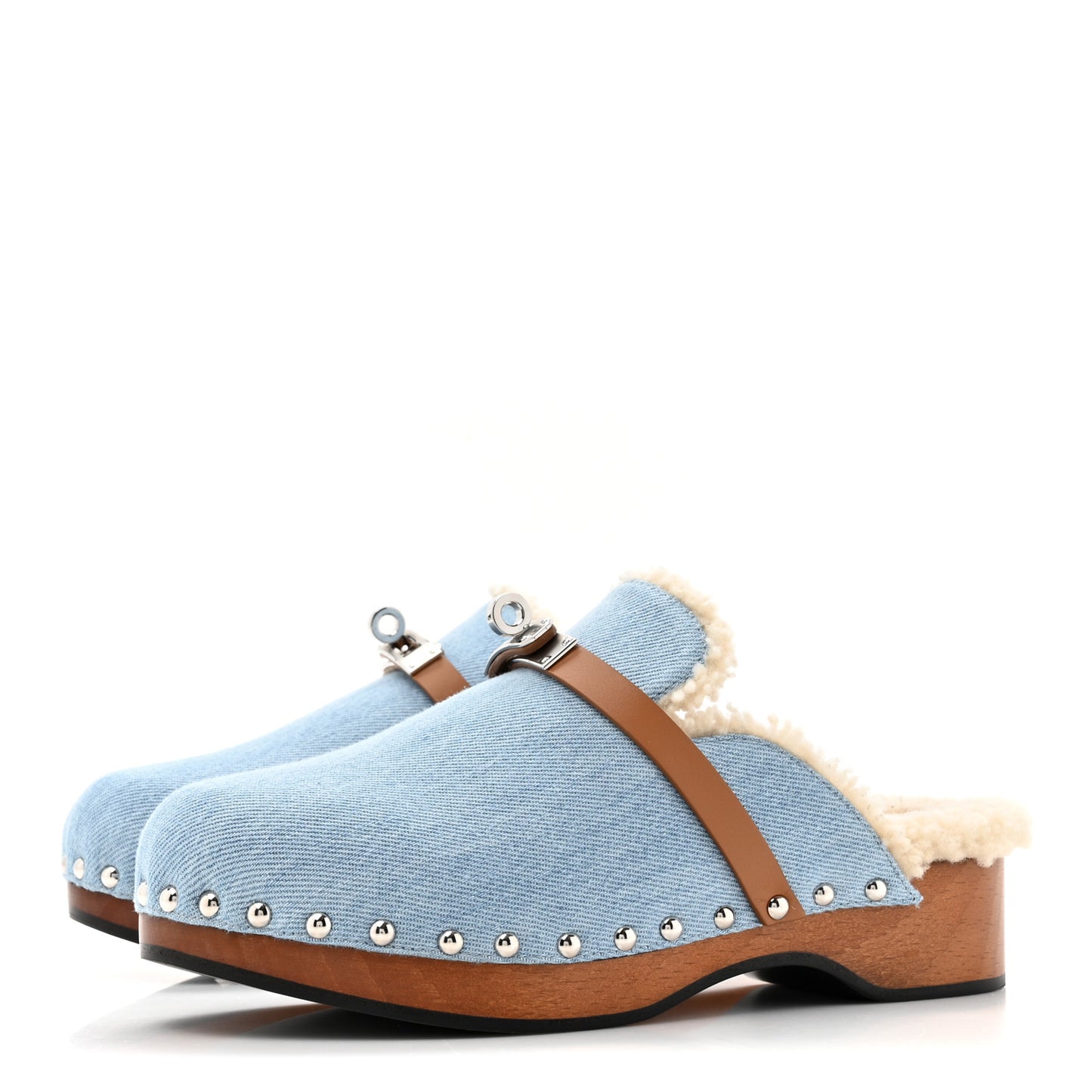 Denim Wool Carlotta Mules 37 Bleu Clair Naturel