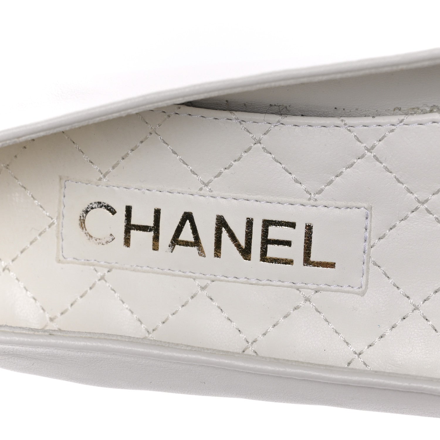 Chanel Lambskin Patent Calfskin Cap Toe Ankle Chain Ballerina Flats 38 White Black 7 of 8